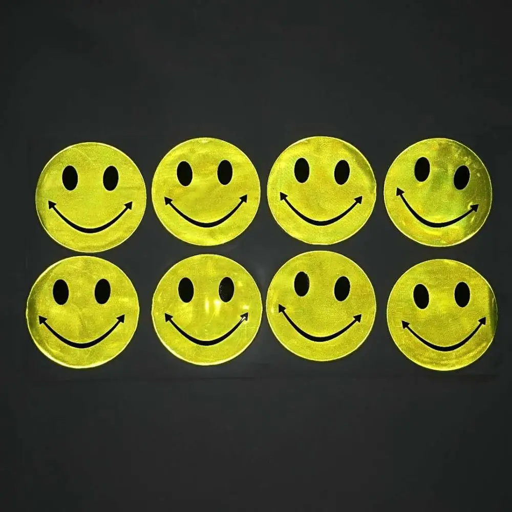 Fluorescent Yellow Reflective PVC Smile Stickers - 